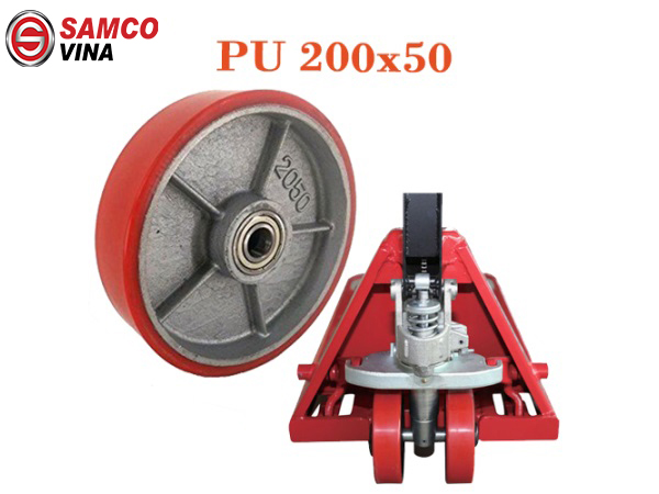 bánh xe nâng tay PU 200x50mm