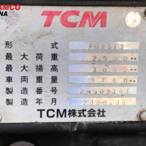 thông số xe nâng dầu tcm 2.5 tấn