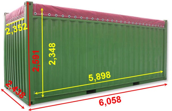 Kích Thước Container 20 feet Open Top (OT)