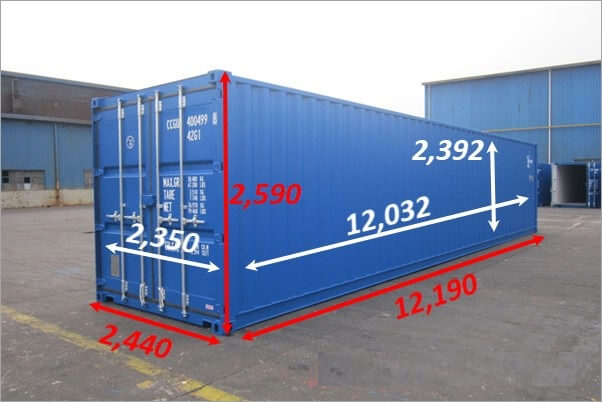 Kích Thước Container 40 feet Khô